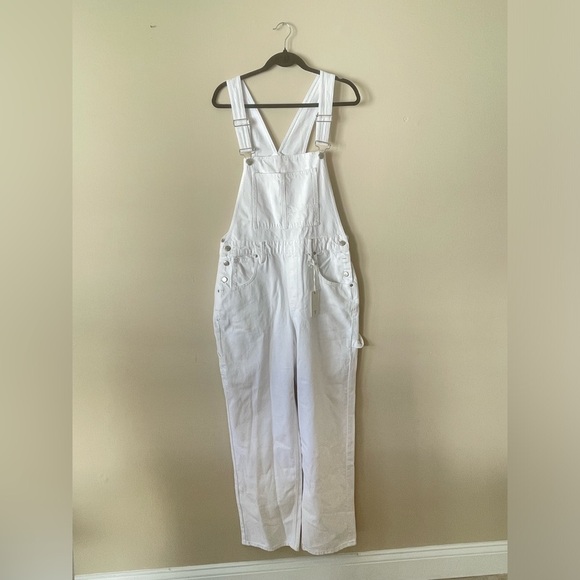 NWT Good American Good 90s white denim Overalls - Picture 12 of 16